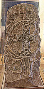 Early Medieval stone sculpture, on display in the gatehouse at St Davids Cathedral