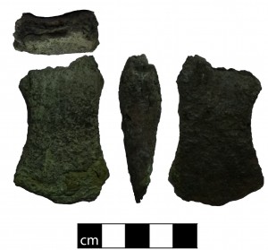 A broken, burnt and crushed socketed axe from Greylake in Somerset (author’s photo, courtesy of the South West Heritage Trust, Museums Service)