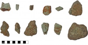 A hoard of fragmented metalwork from Talaton, Devon (author’s photo, courtesy of the Royal Albert Memorial Museum, Exeter)